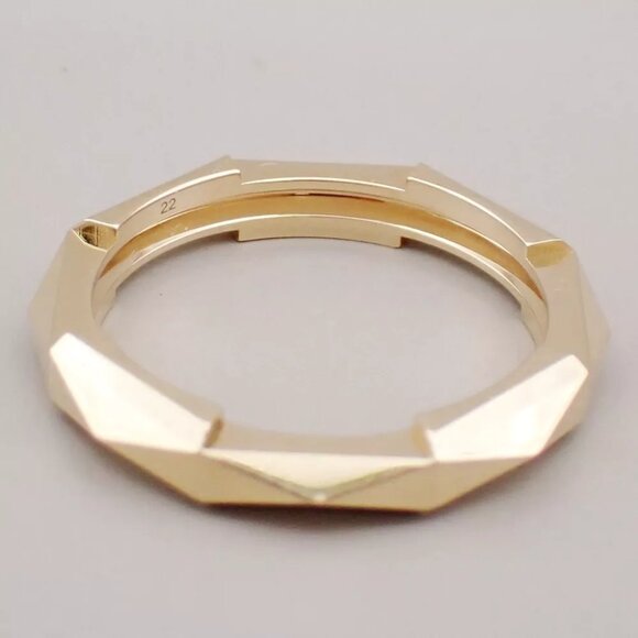 GUCCI Logo Link To Studded Ring Au750 (18K) Size 22 Yellow Gold Italy 25RK868 - Picture 11 of 13